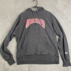 Stray Rats Champion Hoodie Mens Medium Pullover Script Streetwear Paint Splatter